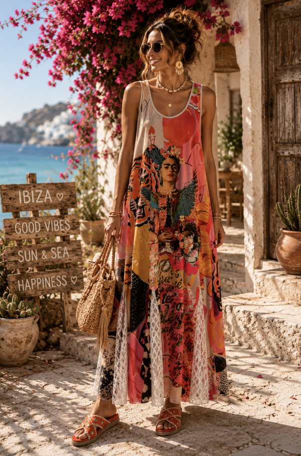 Boho Maxi lurex-jurk Bonbon deluxe