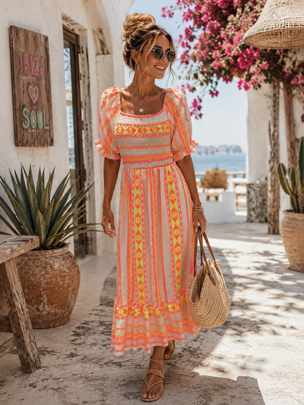 🌸 IBIZA BOHO MAXI DRESS – SUMMER LOVE 🌸 Past tot mt 42