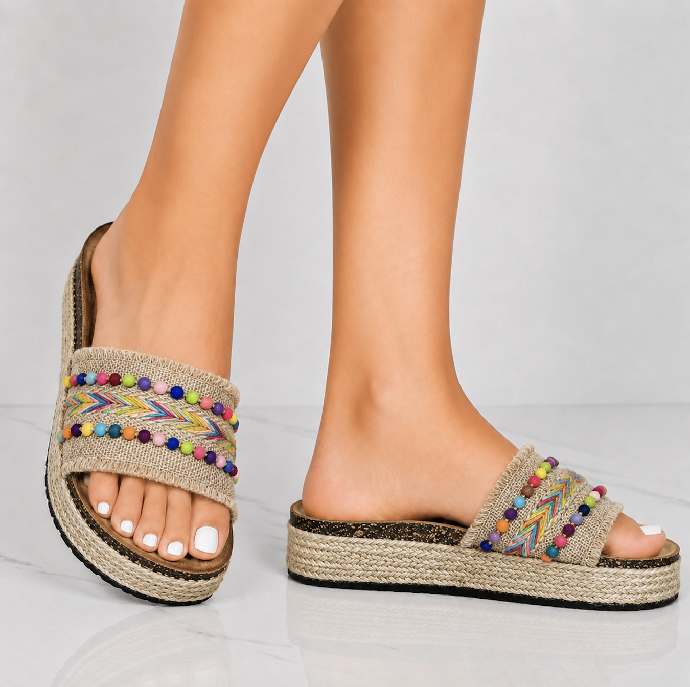 ‼️ ALLERLAATSTE ‼️ BOHO Ibiza natural Slippers, Mt 37