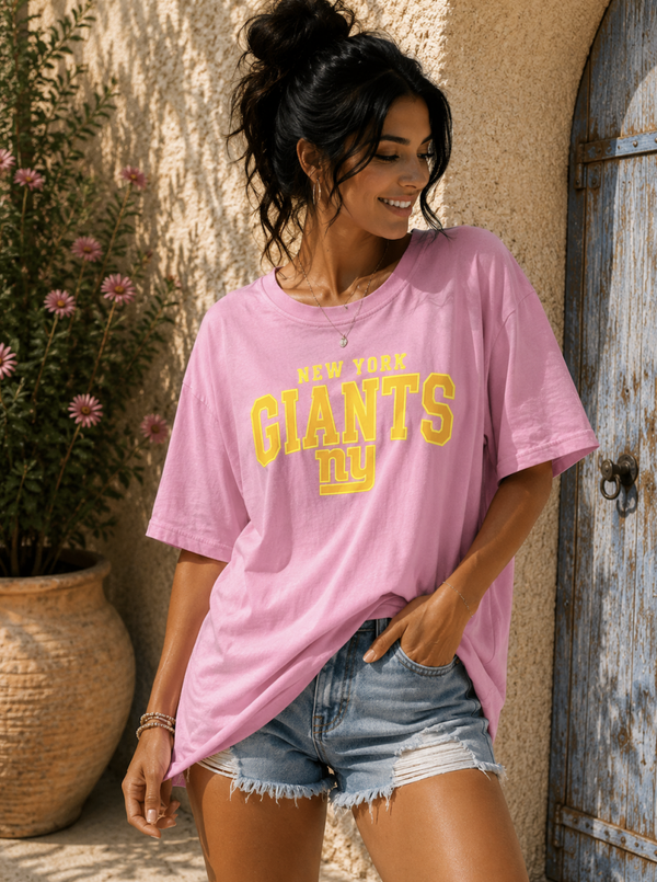 GIANTS NY Tshirt Roze One size past tot maat XXL (Tot 44)