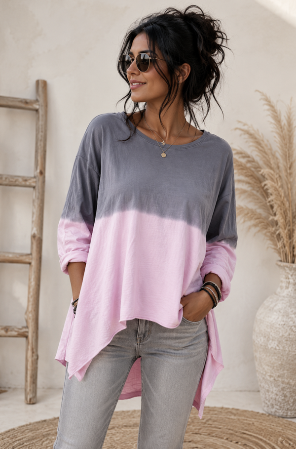 Trendy Oversized Ombre Shirt, one size past tot maat 46