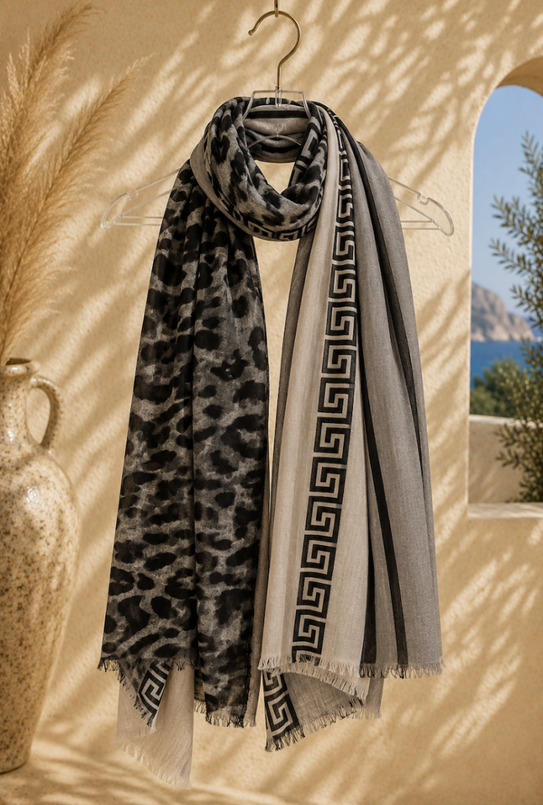 Sjaal Leopard Grijs/bruin