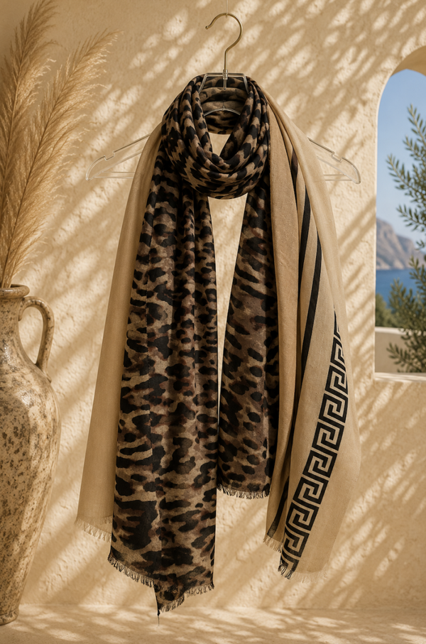 Sjaal Leopard Bruin/lichtbruin