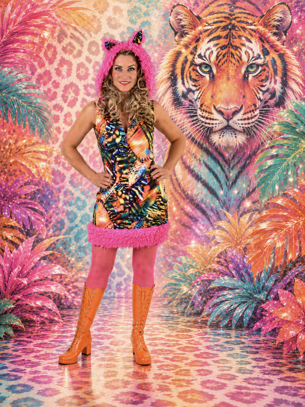 Multi tijger jurk