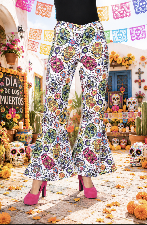 Hippie Broek Mexican Skull dames, Maat S = 36*