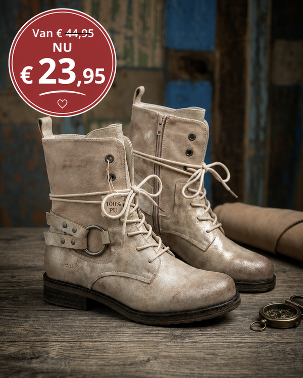 Suedine veterboots Beige