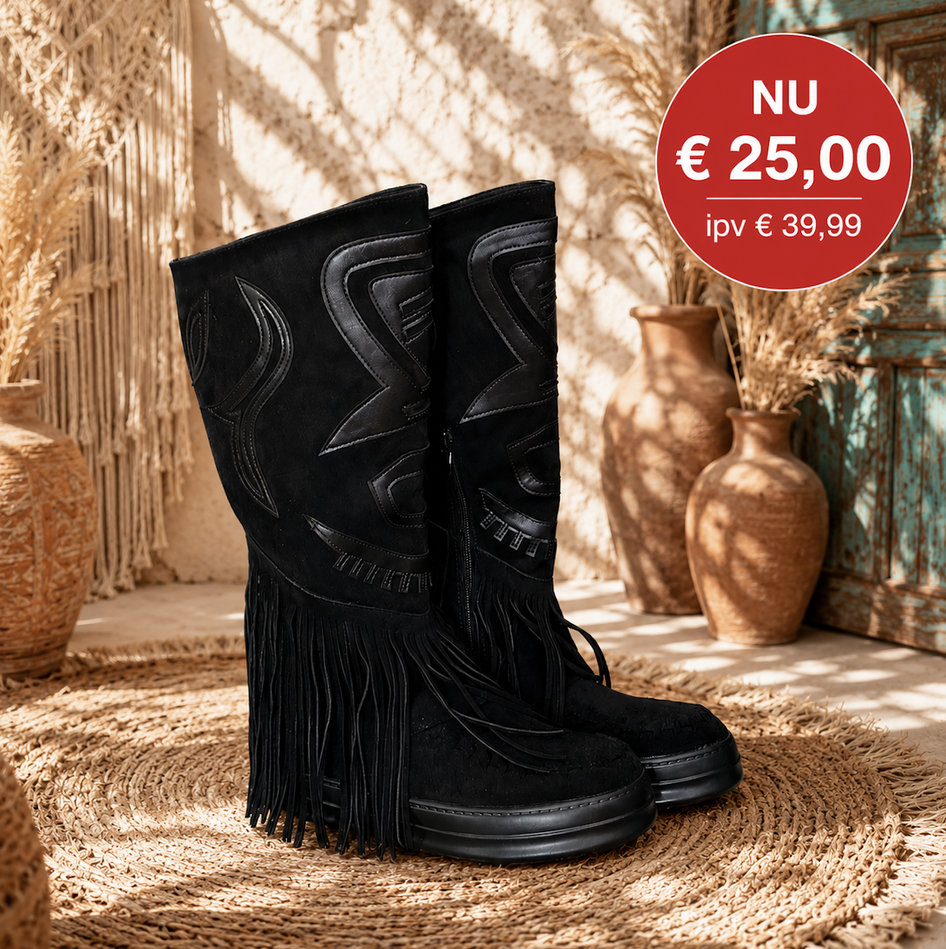 Suedine Boho Fringie Boots