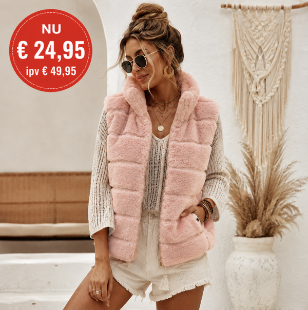 Prachtig fake fur Bodywarmer Zacht Roze