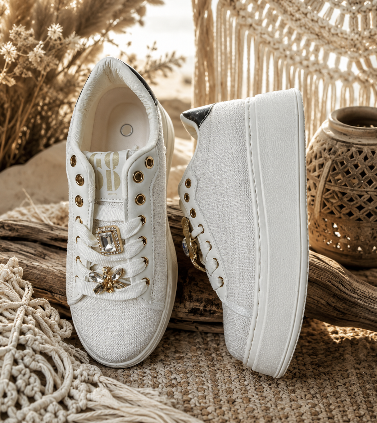 Embleem Sneakers Beige Rose