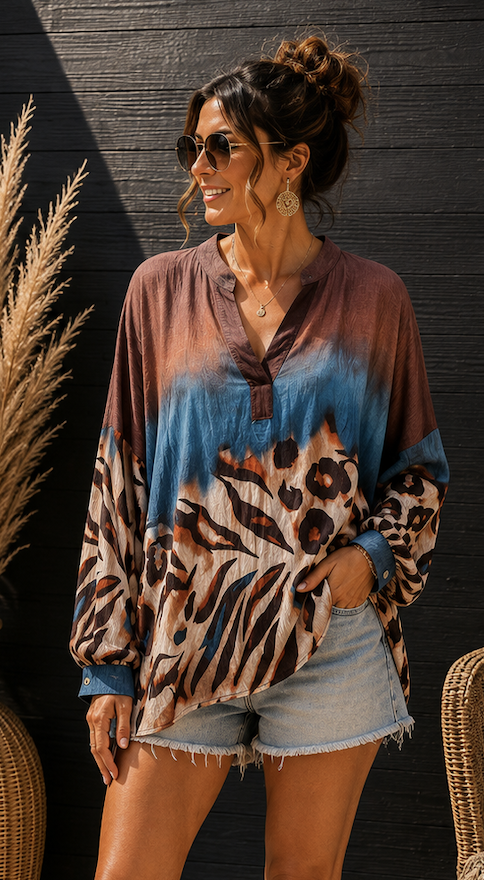 Blouse beau LeBonbon Blue, One size fits up tot mt 50