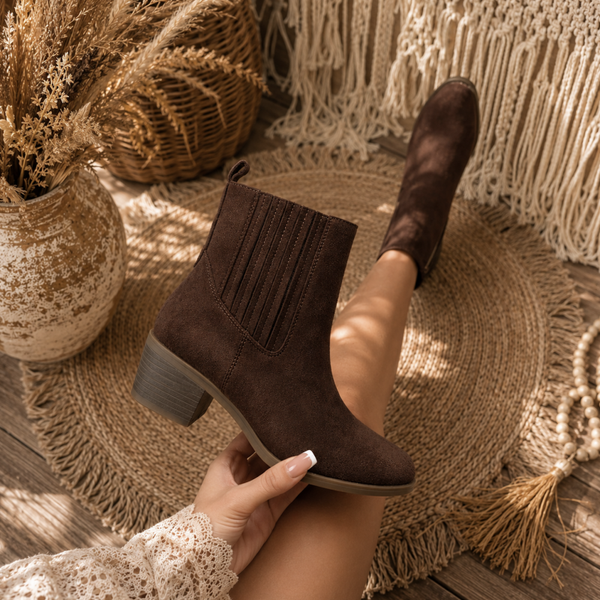 Enkel boots met donkerdere neus Bruin
