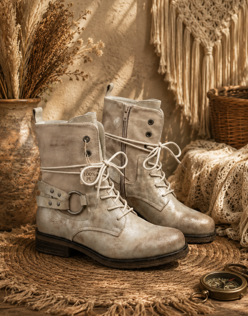 Suedine veterboots Beige