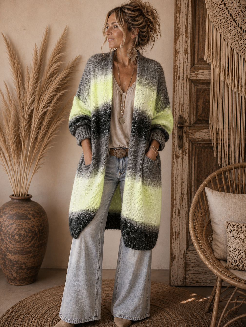 @Toscana39 Ombre Lang gebreid vest