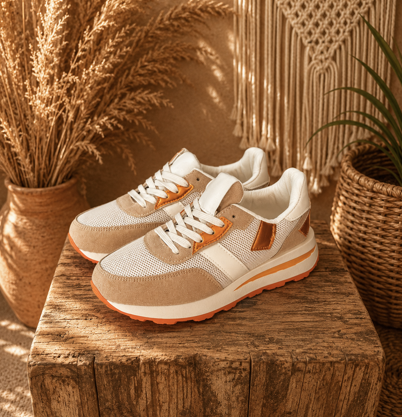 🧡✨ Beige oranje Sneakers 🧡✨