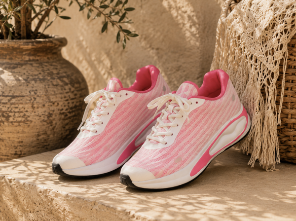 Chunky Dames Sneakers Roze / Wit met Dikke Dichte air Zool