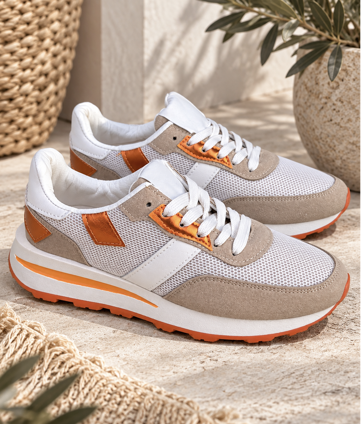 🧡✨ Beige oranje Sneakers 🧡✨🔥 ACTIE PRIJS 🔥