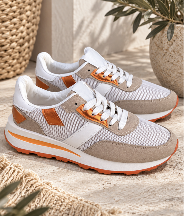 🧡✨ Beige oranje Sneakers 🧡✨🔥 ACTIE PRIJS 🔥