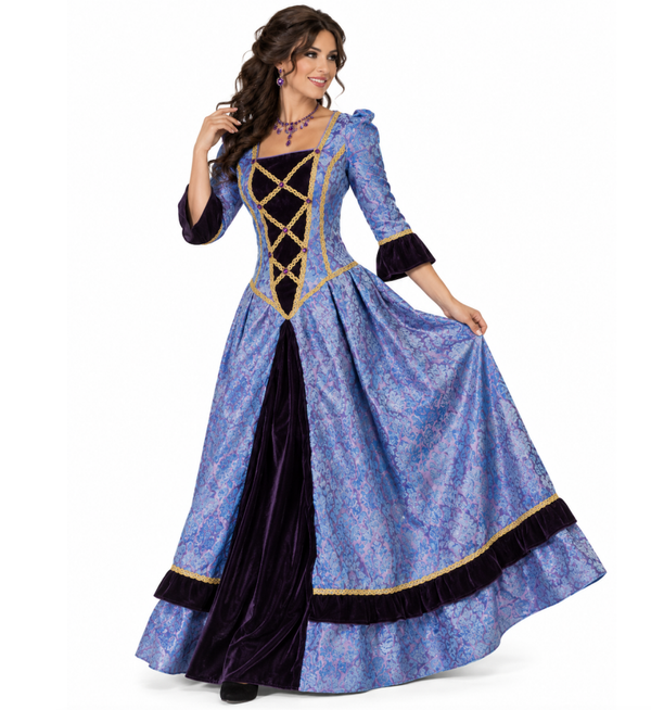 Jonkvrouw jurk blauw Caroline