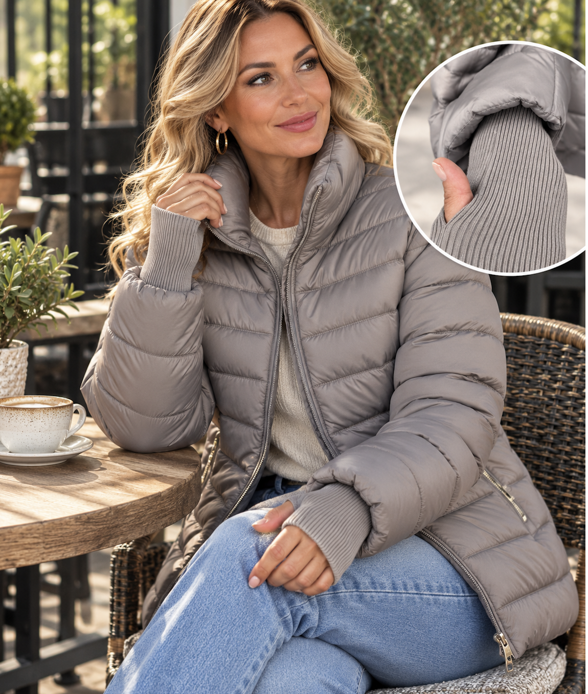 🧥 Heerlijke licht Gevoerde Najaars- & Winterjas met Duimgaten mt 2XL geschikt tot mt 42/44