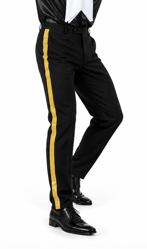 🎖️ Zwarte Pantalon met Gouden Zijstreep