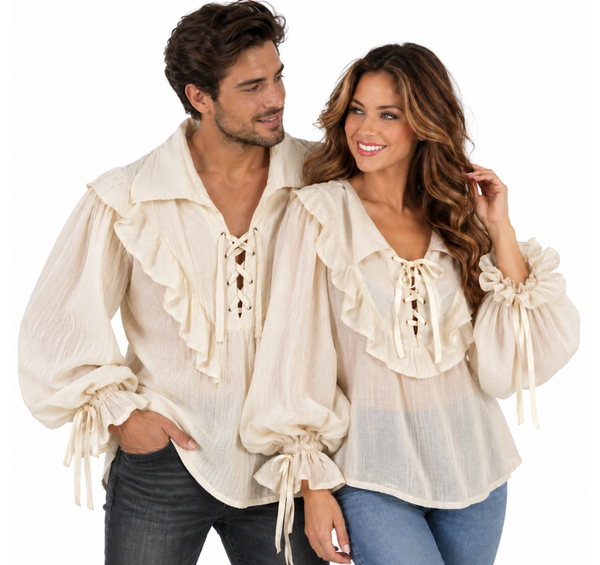 Blouse beige historisch, One size M/L