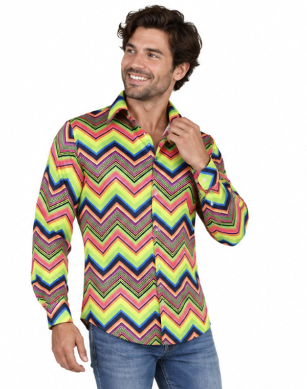 80's Neon Zigzag Blouse