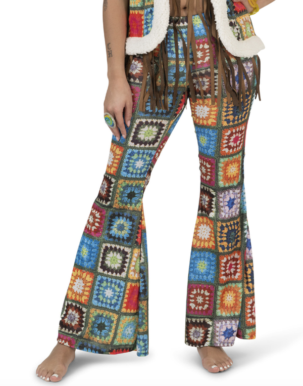 Hippie Quilt Patchwork Flared Broek