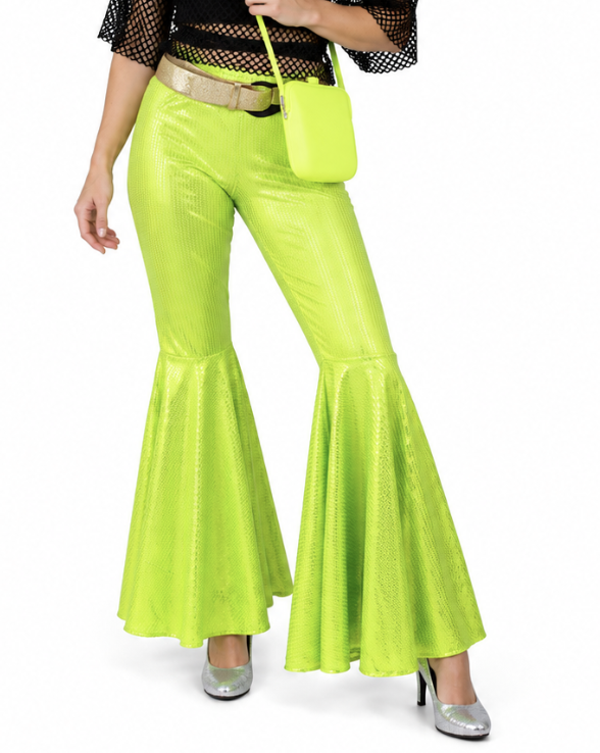 Disco Flared Broek Groen Glitter Paillettes