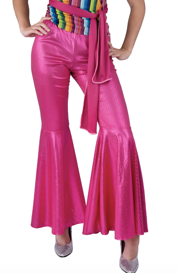 Disco Flared Broek Roze Glitter Paillettes