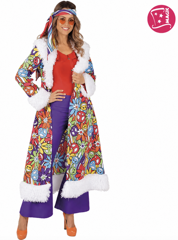 🔥 OUTLET 🔥 Lange Hippie Jas Flower Power – Retro Jaren '60/'70 Damesjas SMILE