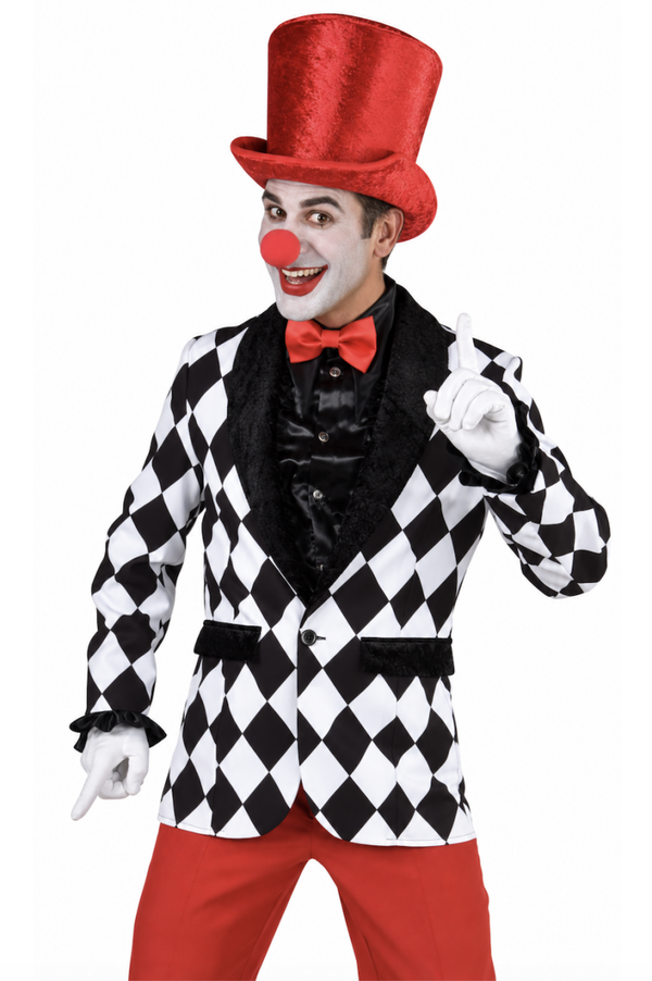 🔥 OUTLET 🔥 Feest Colbert Zwart-Wit Ruiten – Harlekijn & Clown Colbert