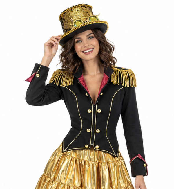 Steampunk Circusjas Zwart met Epauletten
