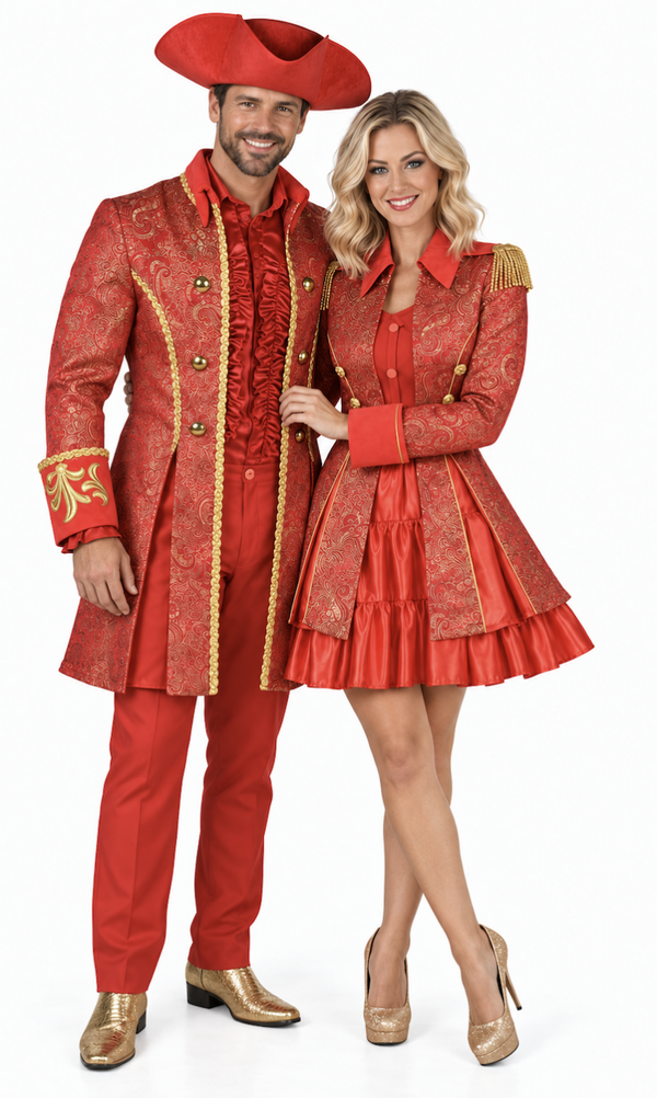 Luxe Piraten Jas Rood & Goud – Barok Kapiteinsjas