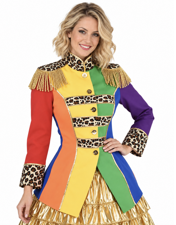 Rainbow Jasje Dames – Kleurrijke Regenboog & Panterprint Feestjas