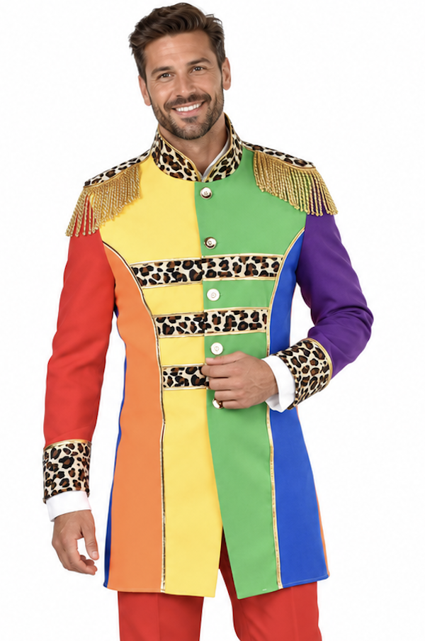 Rainbow Jasje Heren – Kleurrijke Regenboog & Panterprint Feestjas