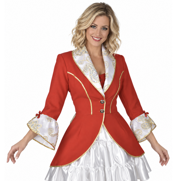 🔥 OUTLET 🔥 Slipjas Rood Met Paillet Kant Dames – Elegante Circus & Barok Feestjas