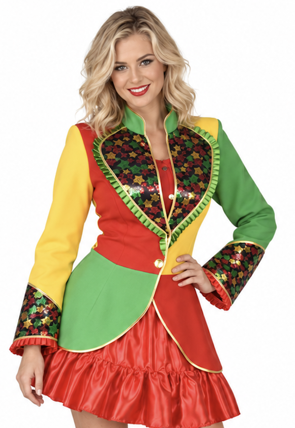 Jas Limburg Paillet Dames – Rood-Geel-Groene Carnavalsjas