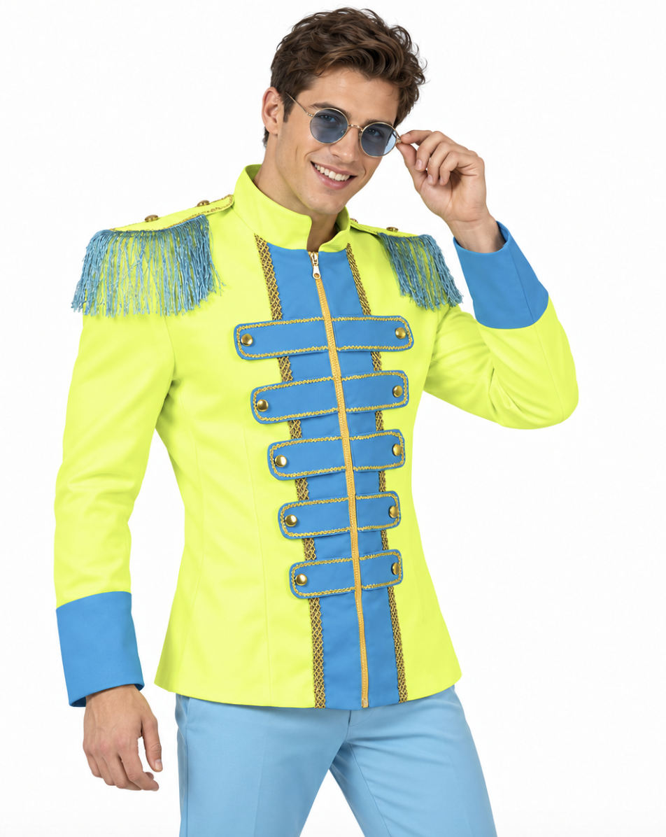 🔥 OUTLET 🔥 Uniformjas Neon Geel Blauw Heren – Popstar & Beatles Feestjas