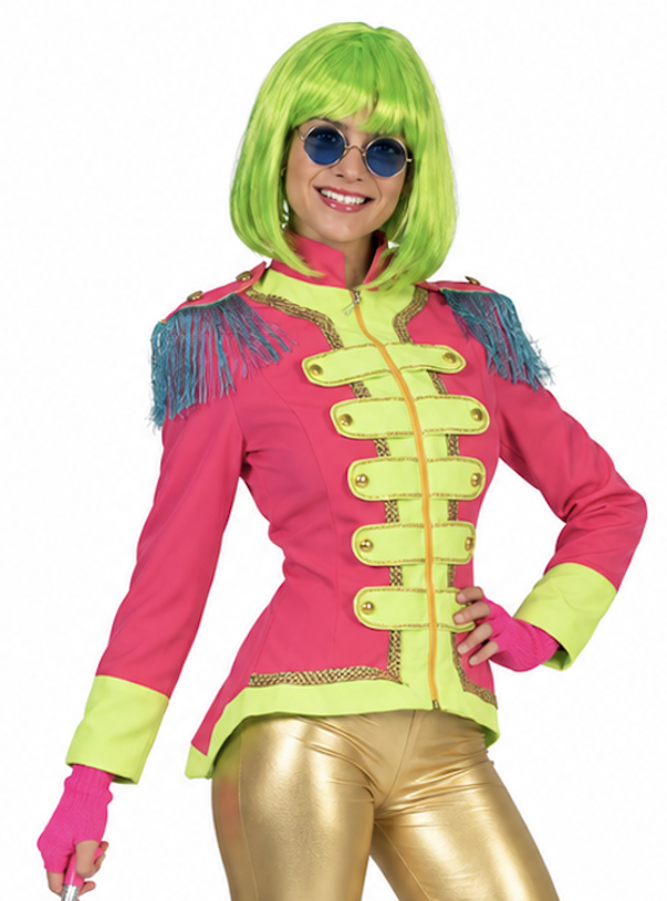 Uniformjas neon Roze Geel Dames – Popstar & Beatles Feestjas