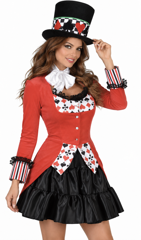 Queen Of Cards Carnavals Jas Dames – Betoverende Hartenkoningin Feestjas