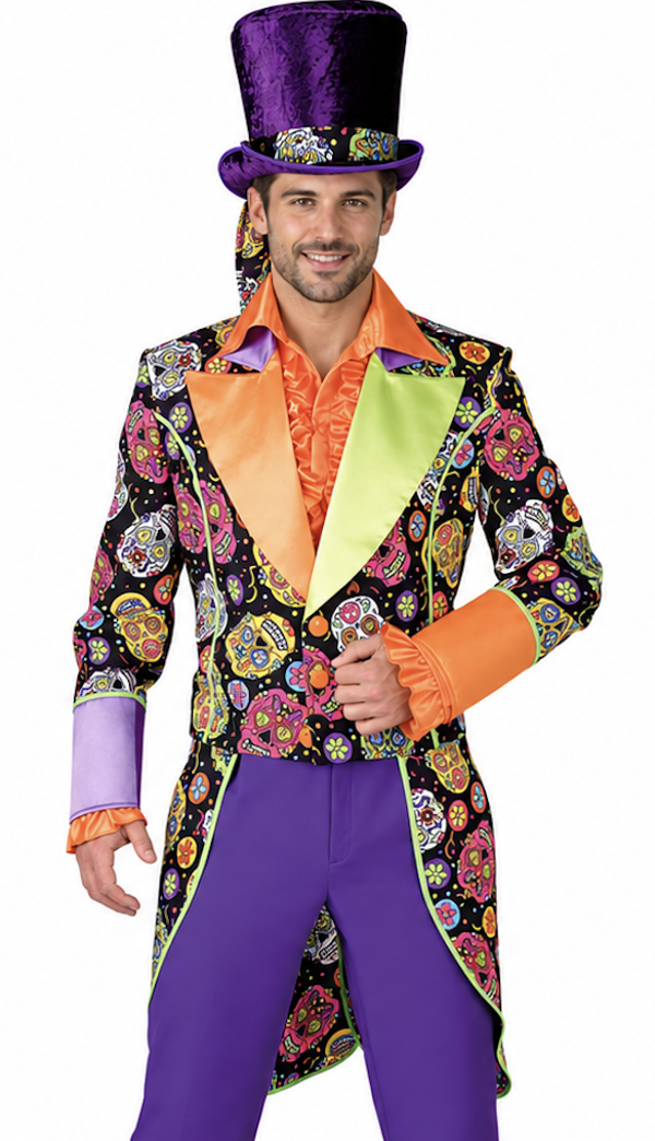 🔥 OUTLET 🔥 Day of the Dead Slipjas Heren – Kleurrijke Dia de los Muertos Frack