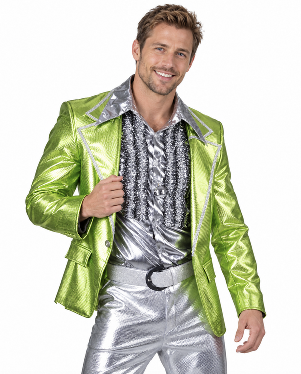 Disco Fever Jas Groen Heren – Glimmende Groene Disco Colbert