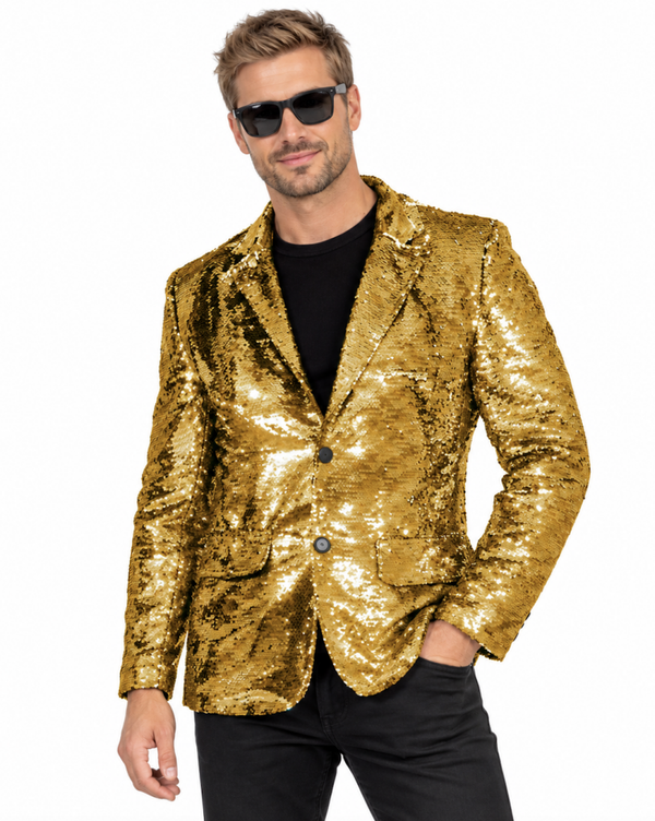 Pailletten Blazer Goud Heren – Gouden Glitter Feestjas