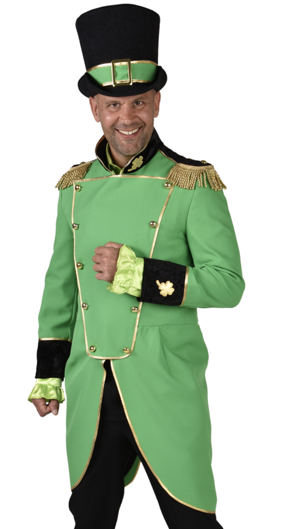 🔥 OUTLET 🔥 Groene Carnavalsjas Heren met Goud & Zwart - Ringmeester & Leprechaun Frack voor Heren