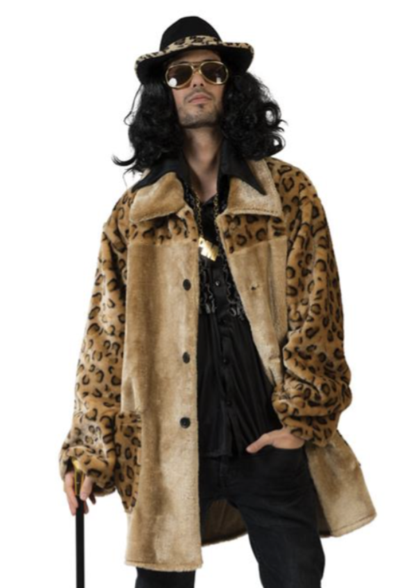 Pimp Jas Heren met Panterprint - Luxe Bontjas Carnaval & 70s / 80s Disco Themafeest