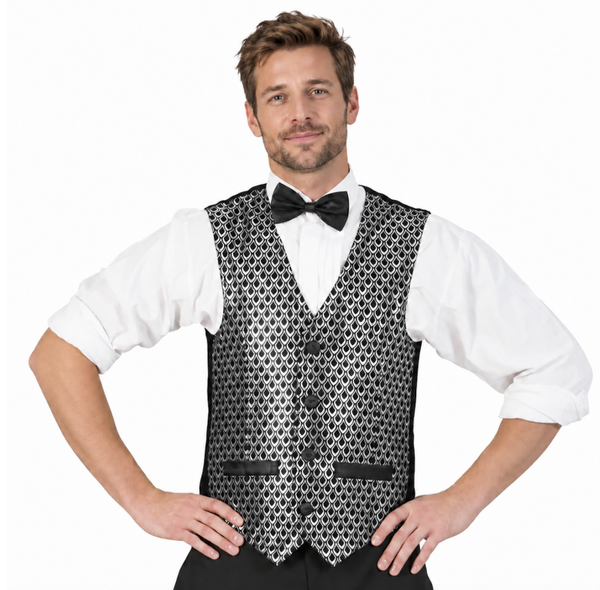 Zilveren Disco Gilet voor Heren – Glamour & Charleston Vest
