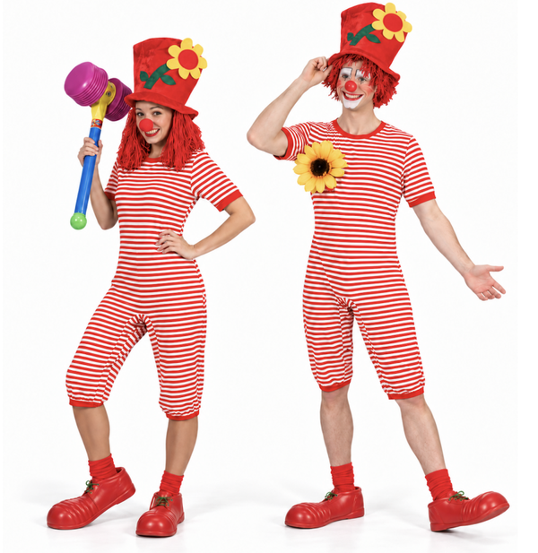 🔥 OUTLET 🔥 Retro Badpak Rood/Wit Gestreept – Oud-Hollandse Badkleding (Jaren '20 & Clown Kostuum)