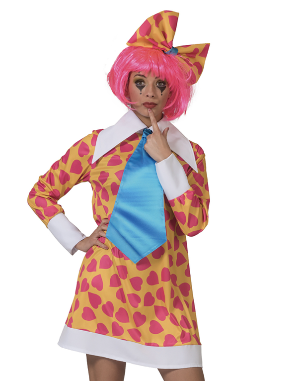 🔥 OUTLET 🔥 Clown Kostuum Ciolina Dames 3-Delig – Jurk, Stropdas & Hoofddeksel