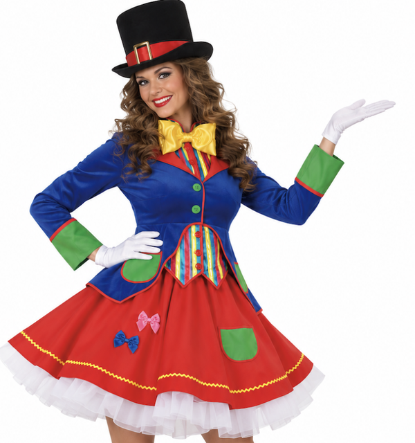 🔥 OUTLET 🔥 Clown Lucky Jurk Dames – Kleurrijk Circus Kostuum met Petitcoat-Effect