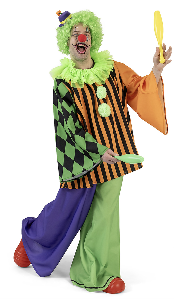 Clown Pierolino Kostuum Heren 3-Delig – Shirt, Broek & Kraag